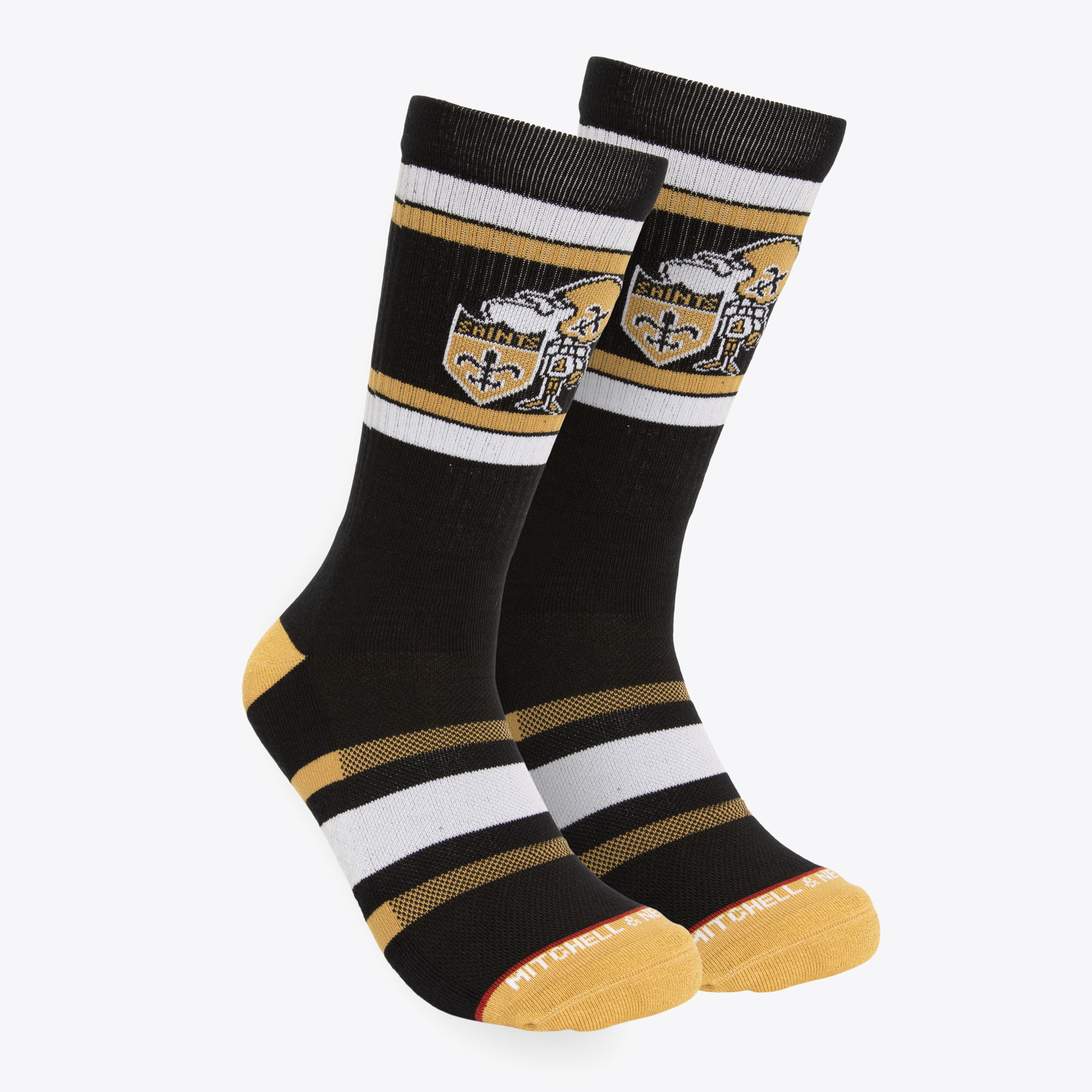 Men's Mitchell & Ness Black New Orleans Saints Throwback Team Stripes Crew Socks - Image 3