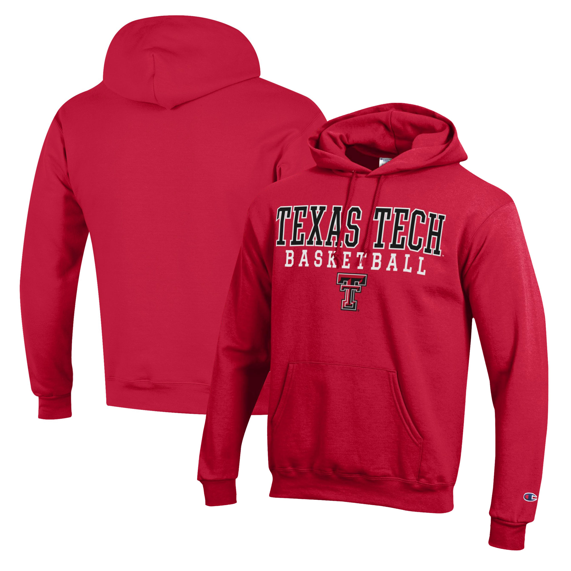 Men's Champion Red Texas Tech Red Raiders Basketball Stack Pullover Hoodie - Image 8