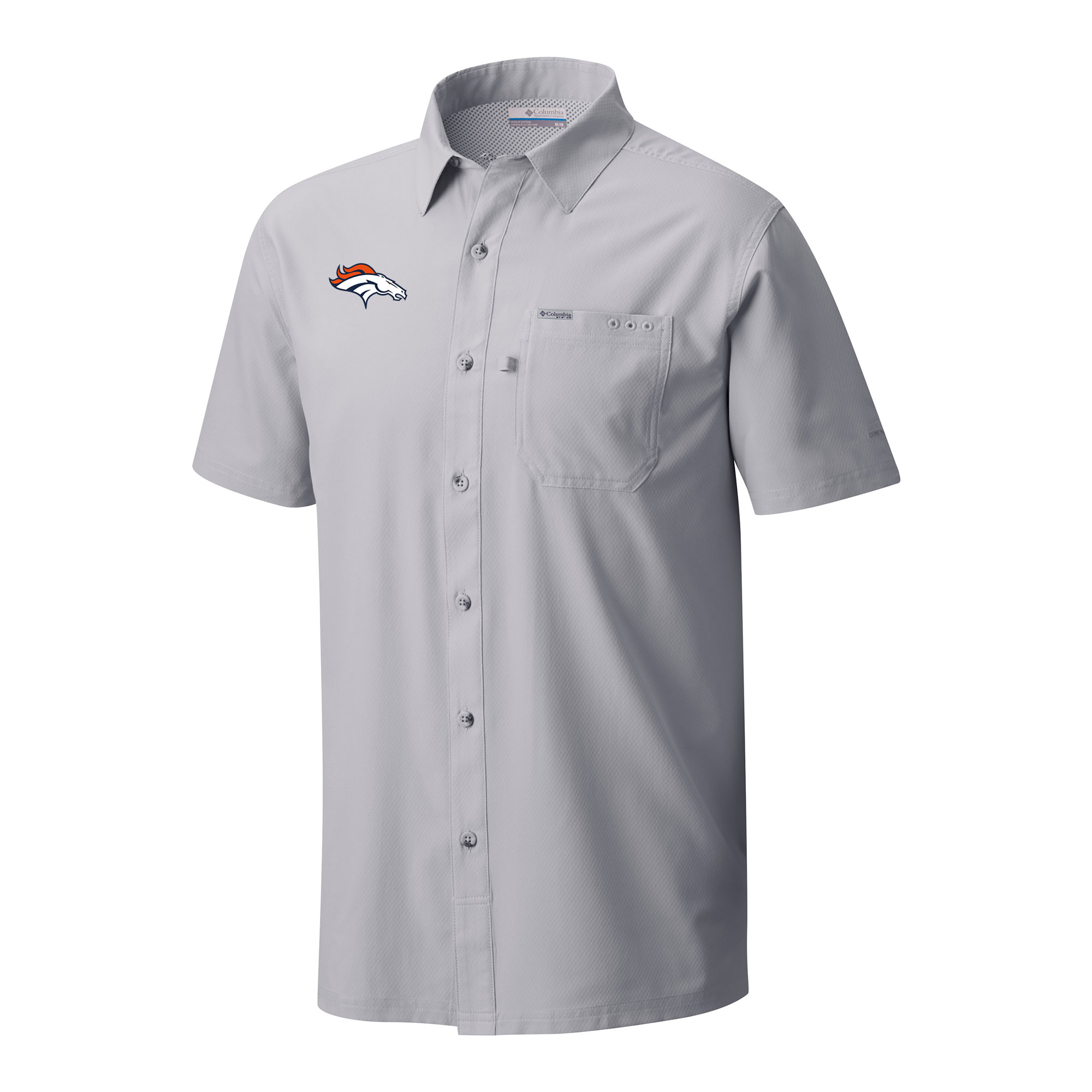 Men's Columbia Gray Denver Broncos Slack Tide Omni-Wick Button-Up Camp Shirt - Image 3