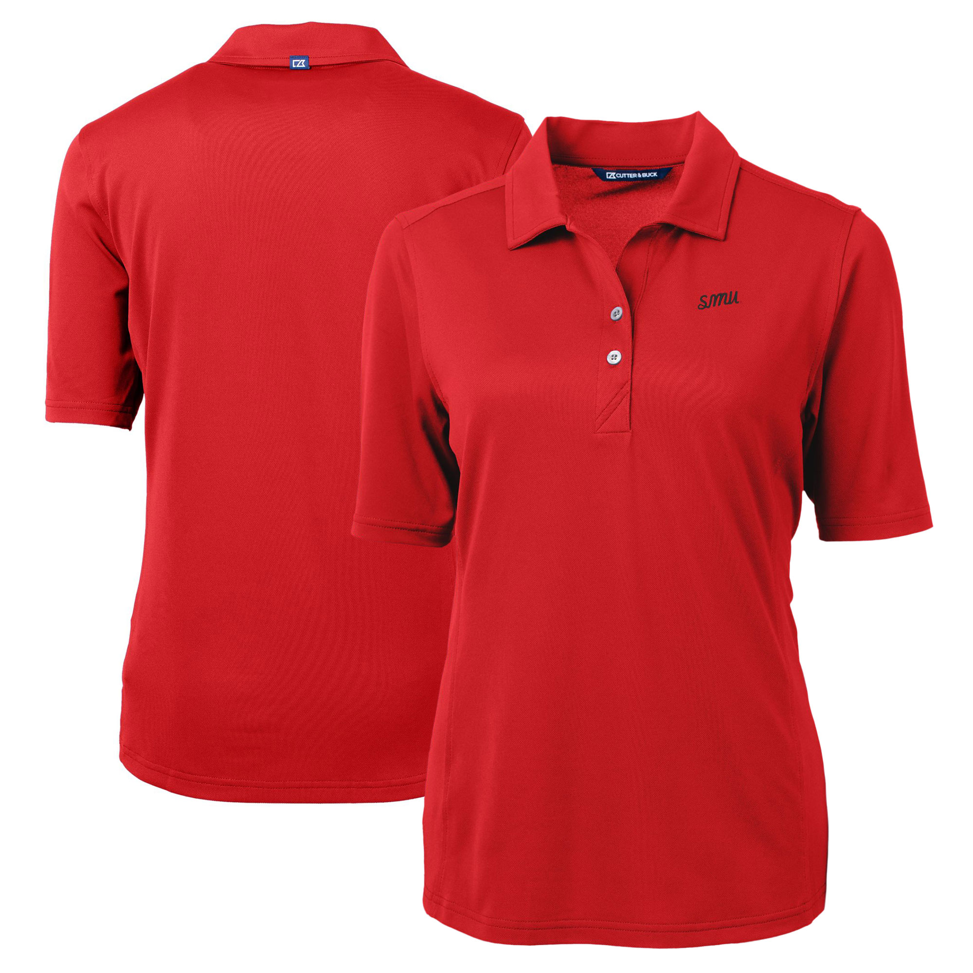 Women's Cutter & Buck Red SMU Mustangs Vault DryTec Virtue Eco Pique Recycled Polo