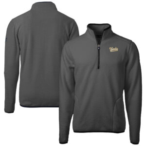 Men's Cutter & Buck  Gray Vanderbilt Commodores Vault Cascade Eco Sherpa Fleece Quarter-Zip Pullover Jacket