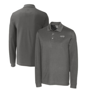 Men's Cutter & Buck Gray Montana State Bobcats Big & Tall Tri-Blend Pique Long Sleeve DryTec Polo