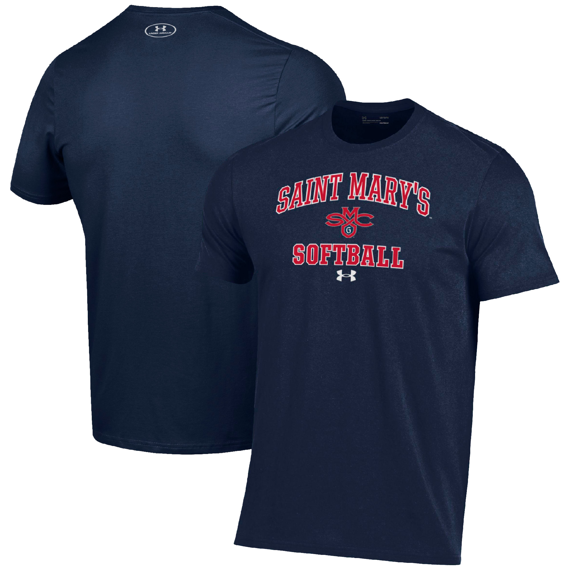 Men's Under Armour Navy Saint Mary's Gaels Arch Softball Performance T-Shirt - Image 2