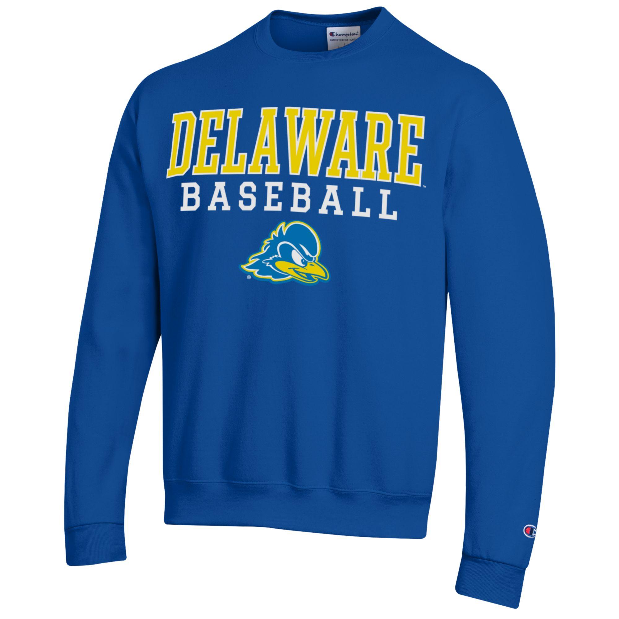 Men's Champion Royal Delaware Fightin' Blue Hens Stack Baseball Powerblend Pullover Sweatshirt - Image 3