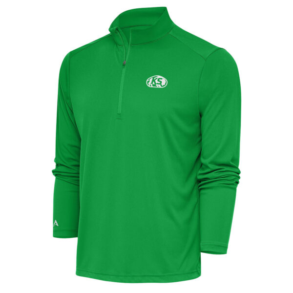 Men's Antigua Kelly Green Kansas Speedway Tribute Quarter-Zip Pullover Top