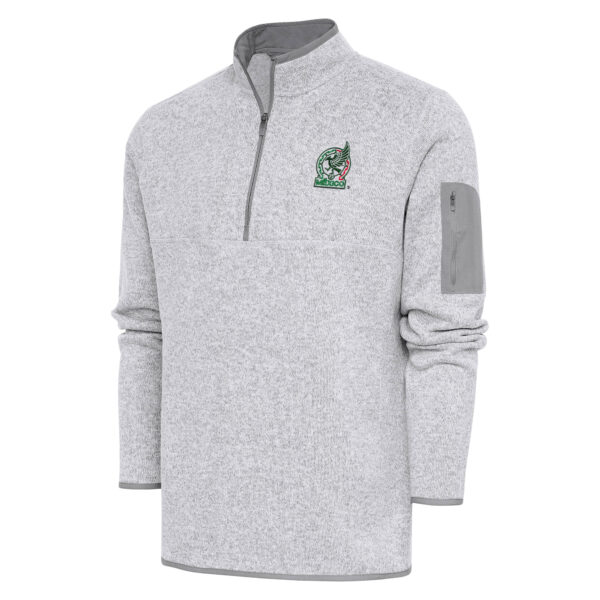 Men's Antigua Heather Gray Mexico National Team Elevate Quarter-Zip Pullover