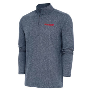 Men's Antigua  Heather Navy NASCAR Patriotic Hunk Quarter-Zip Pullover Top