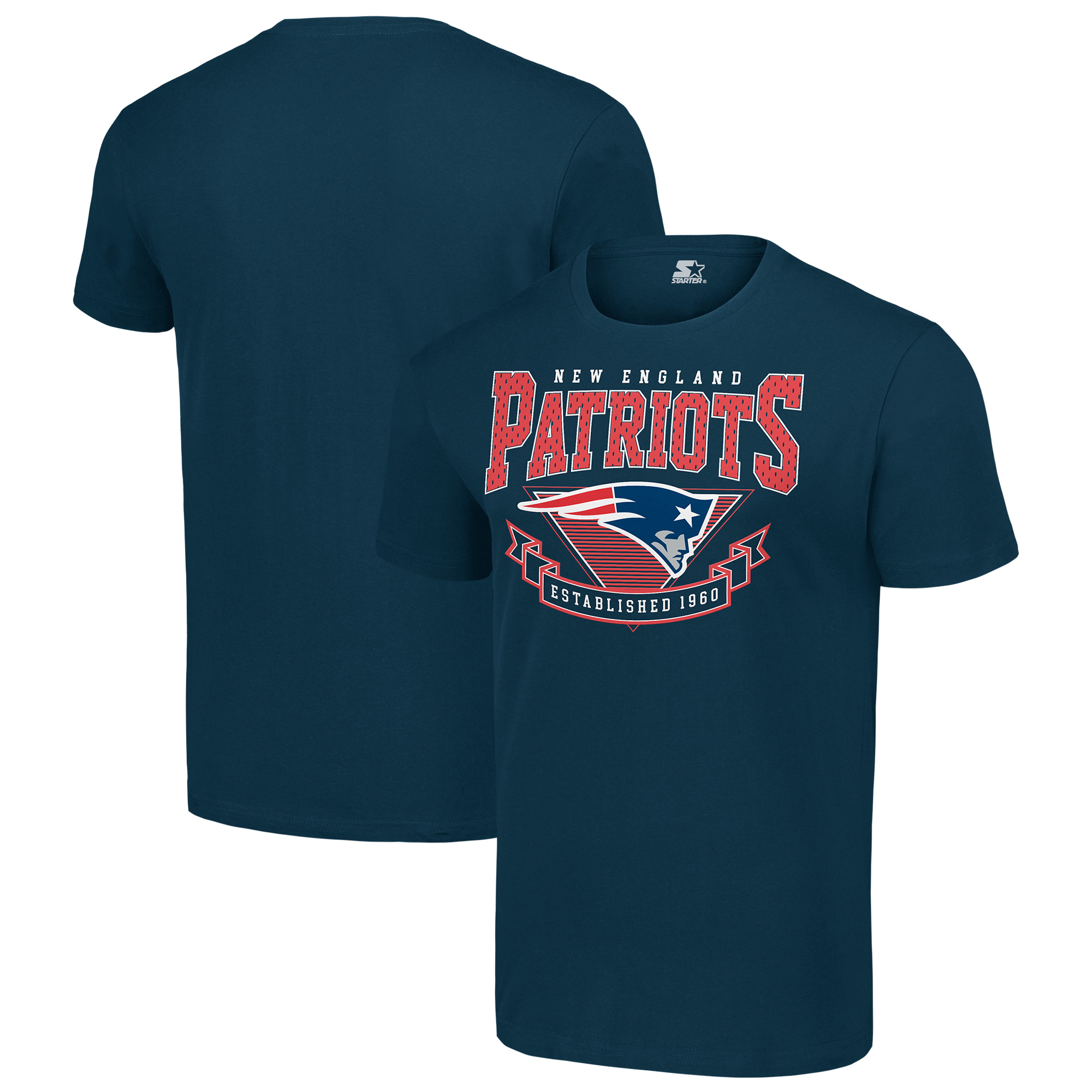 Men's Starter Navy New England Patriots 80s Inspired Team Logo T-Shirt
