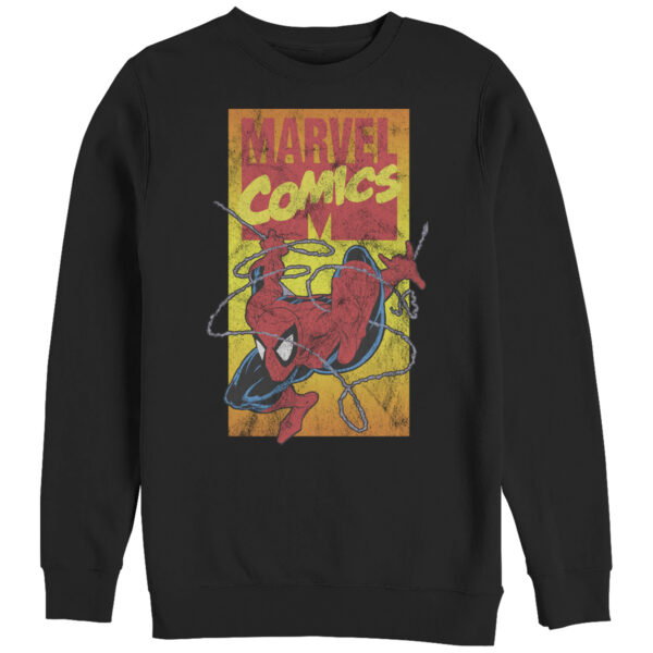 Men's Mad Engine Black Spider-Man '90s Comic Pullover Sweatshirt