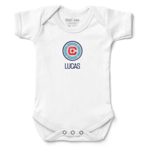 Infant Chad & Jake White Chicago Fire Logo Personalized Bodysuit