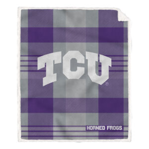 Pegasus TCU Horned Frogs 60” x 70” Plaid Steel Ultra Cozy Sherpa Blanket