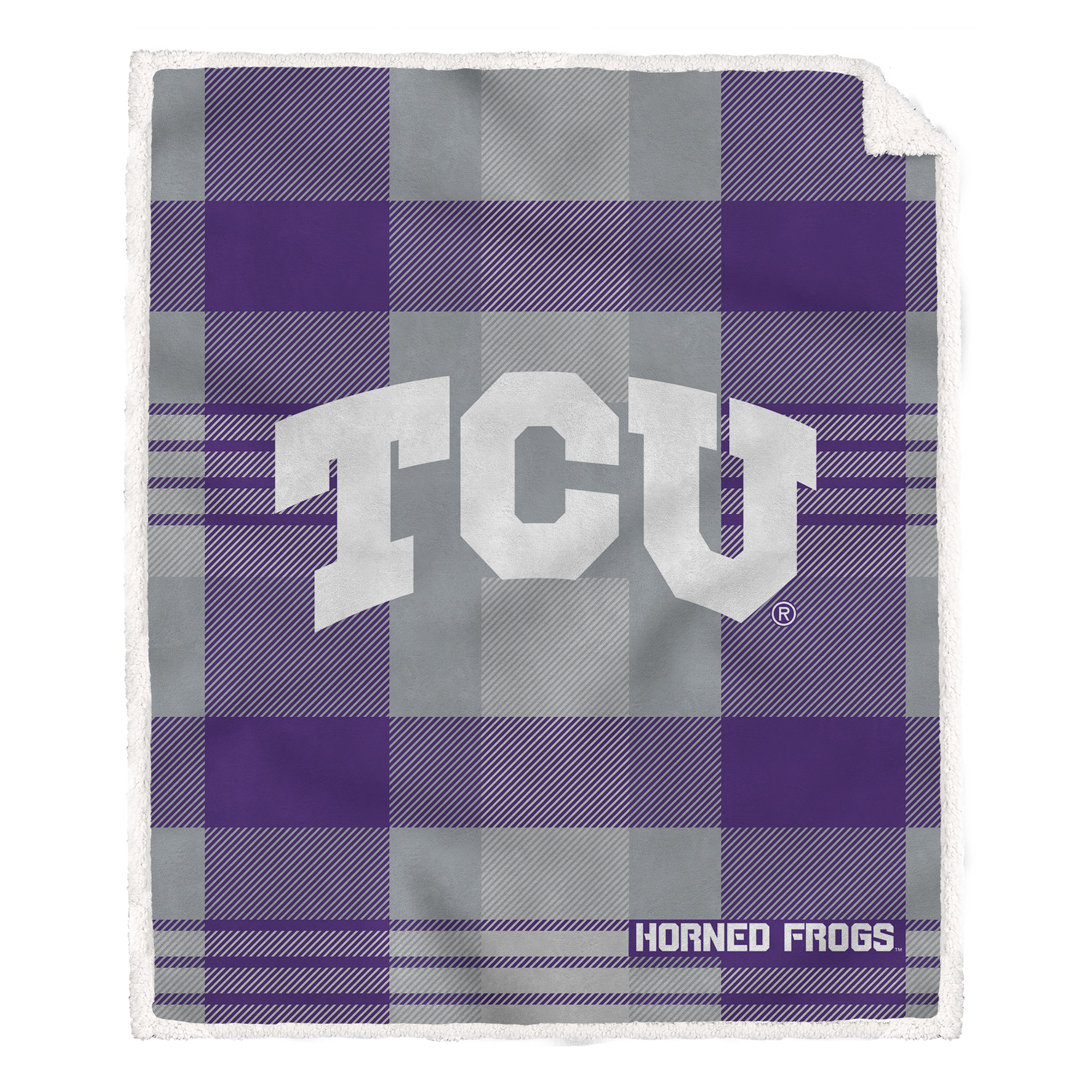 Pegasus TCU Horned Frogs 60” x 70” Plaid Steel Ultra Cozy Sherpa Blanket