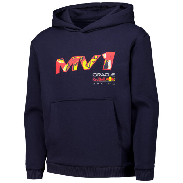 Youth Max Verstappen Navy Red Bull Racing Pop Art Oversized Pullover Hoodie - Image 9