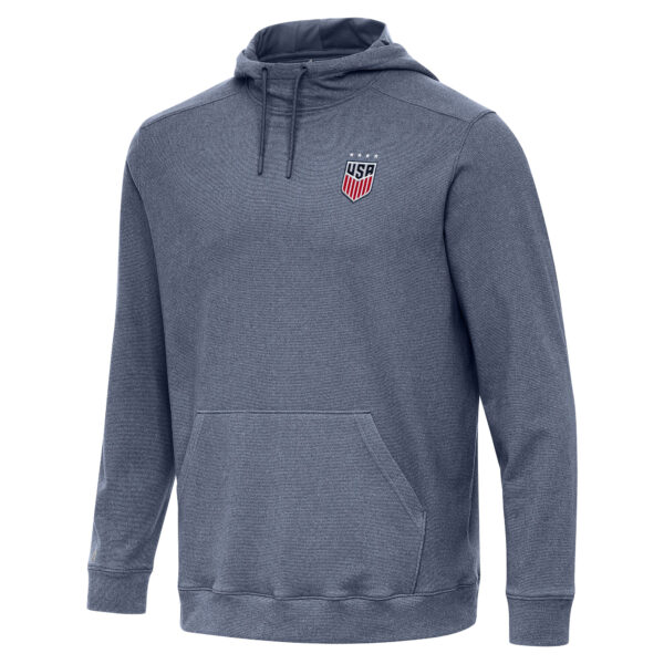 Men's Antigua Heather Navy USWNT Cloud Pullover Hoodie