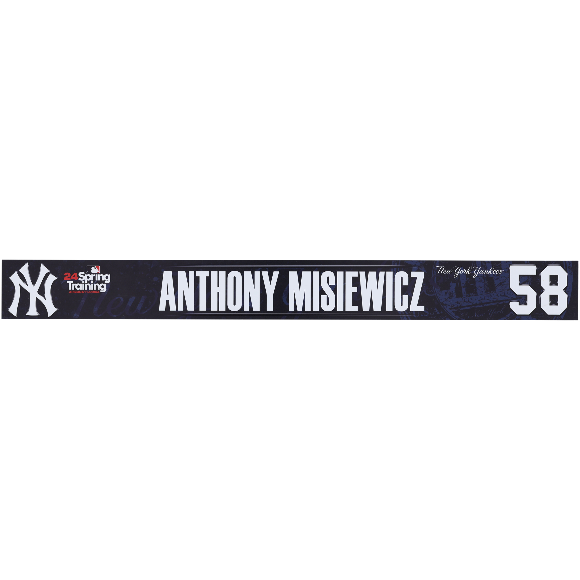 Anthony Misiewicz New York Yankees Player-Issued #58 Navy Nameplate from 2024 MLB Spring Training