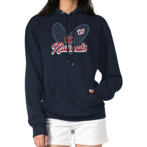 Women's G-III 4Her by Carl Banks Navy Washington Nationals Leopard Heart Pullover Hoodie