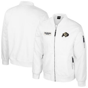 Men's Colosseum Colorado Buffaloes White Rabbit Full-Zip Bomber Jacket