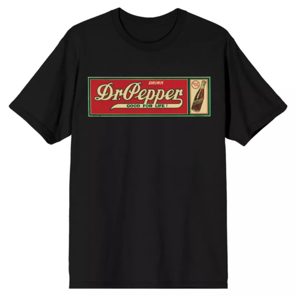 Men's Black Dr Pepper Vintage Sign T-Shirt
