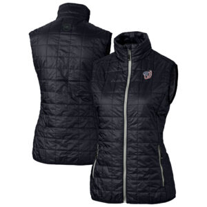 Women's Cutter & Buck Navy Washington Nationals Americana Rainier PrimaLoft Eco Insulated Full-Zip Puffer Vest