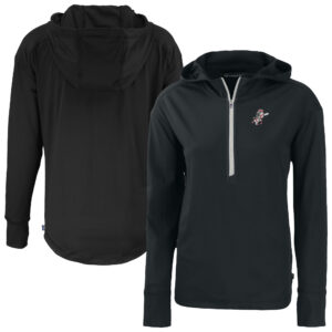 Women's Cutter & Buck Black Cincinnati Reds Daybreak Eco Recycled Half-Zip Hoodie