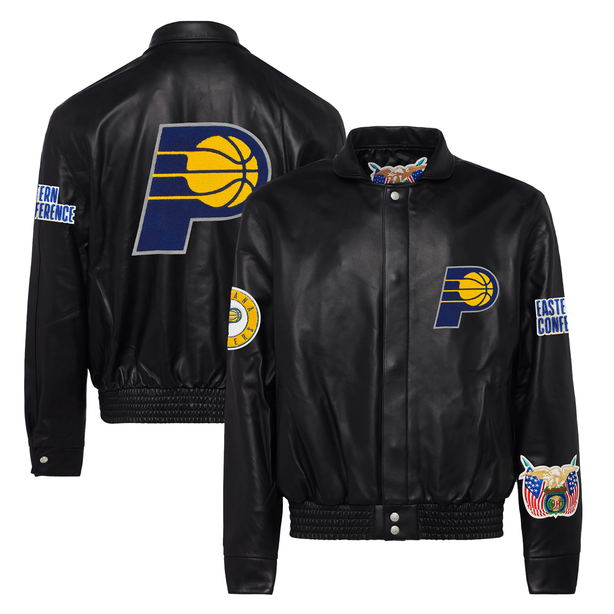 Men's Jeff Hamilton Black Indiana Pacers Leather Full-Snap Jacket - Image 2