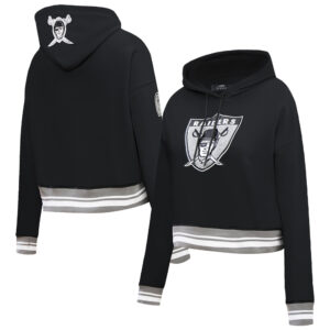 Women's Pro Standard Black Las Vegas Raiders Retro Classic Fleece Cropped Pullover Hoodie