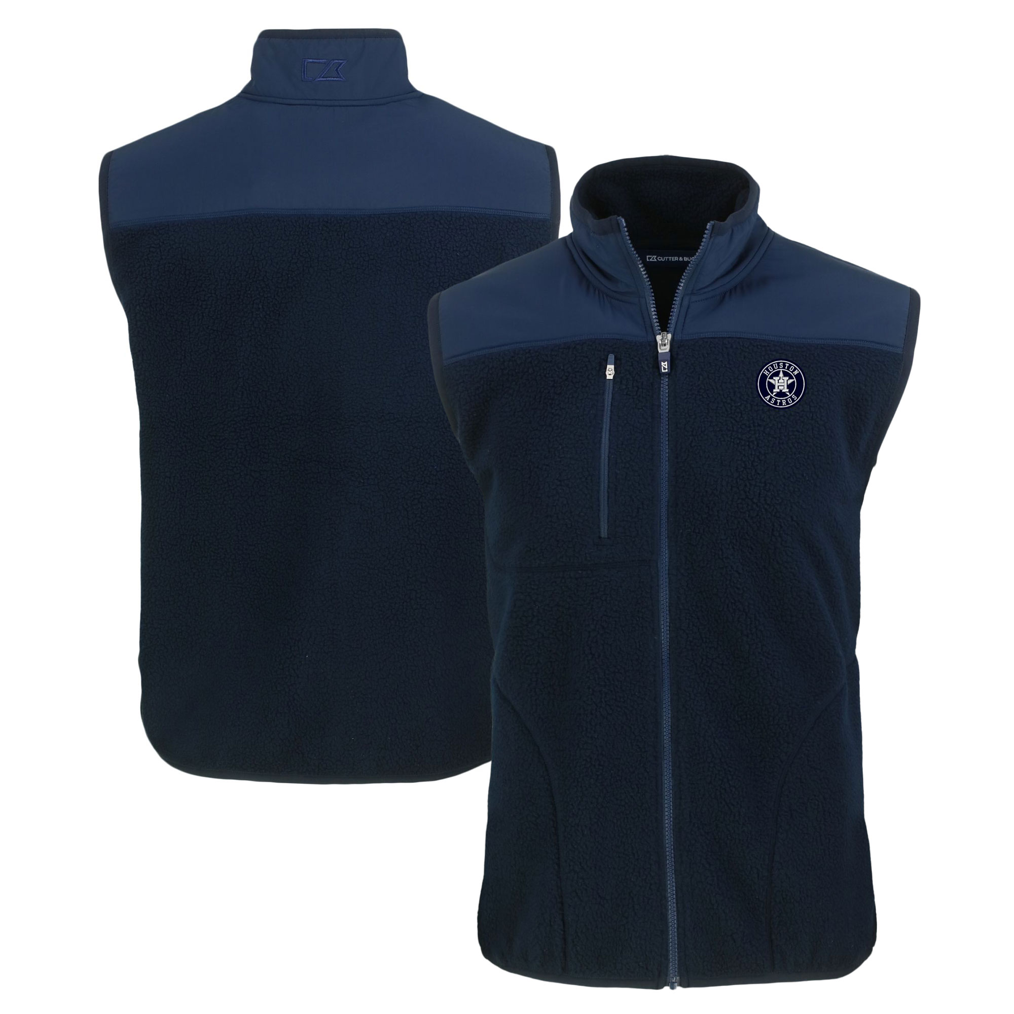 Men's Cutter & Buck Navy Houston Astros Big & Tall Cascade Eco Sherpa Fleece Full-Zip Vest