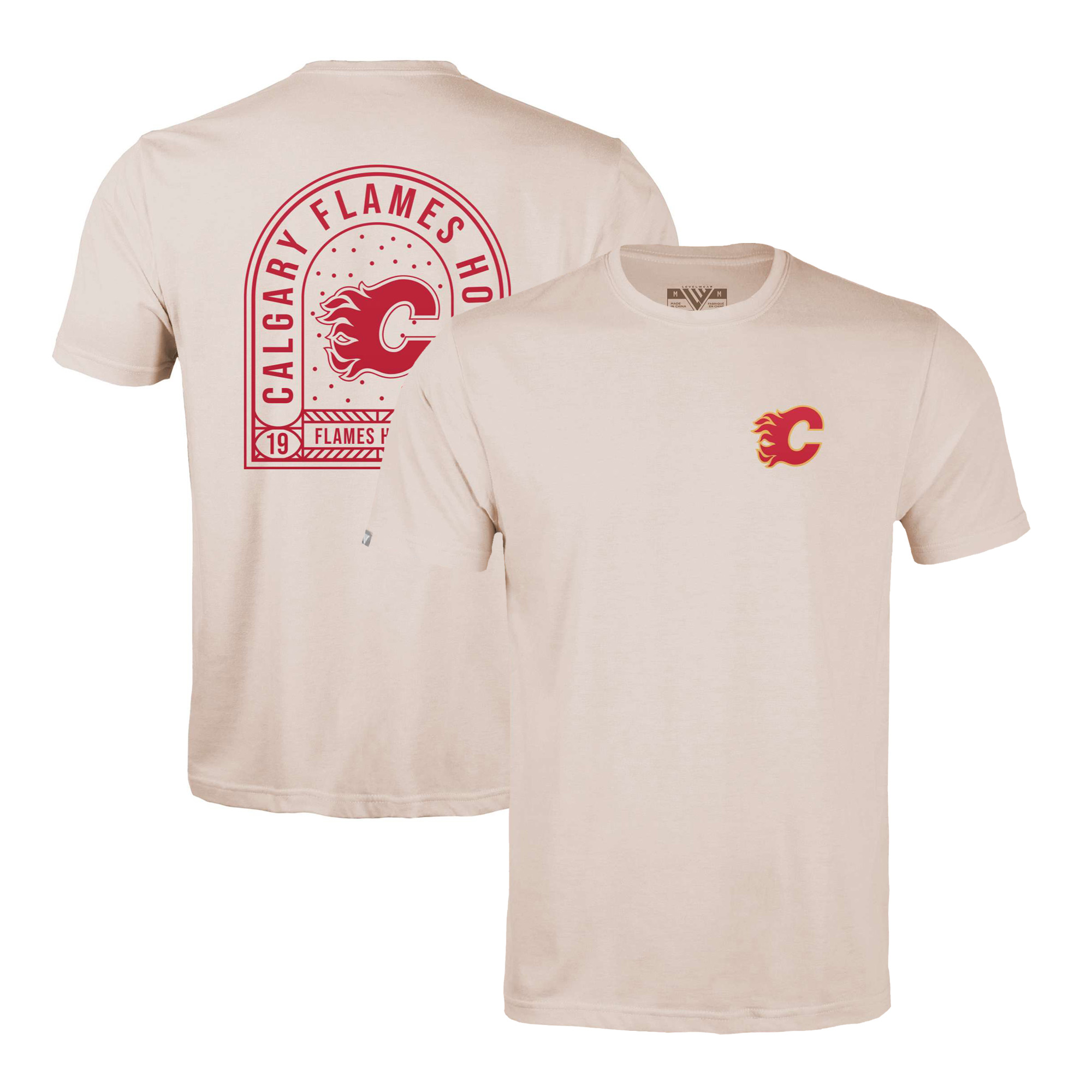 Men's Levelwear Khaki Calgary Flames Richmond Stained Glass T-Shirt