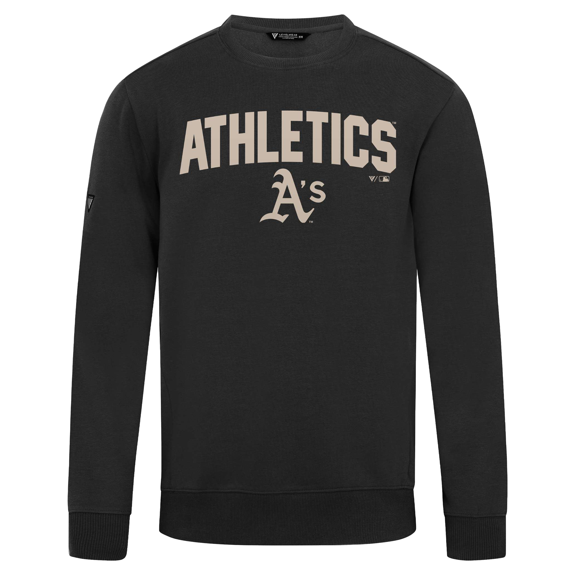 Men's Levelwear Black Oakland Athletics Zane Team Arch Pullover Sweatshirt - Image 7
