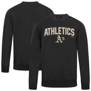 Men's Levelwear Black Oakland Athletics Zane Team Arch Pullover Sweatshirt