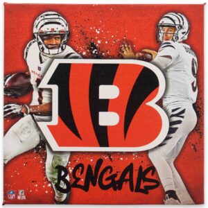 Cincinnati Bengals 12" x 12" Team Logo and Players Splash Canvas Art