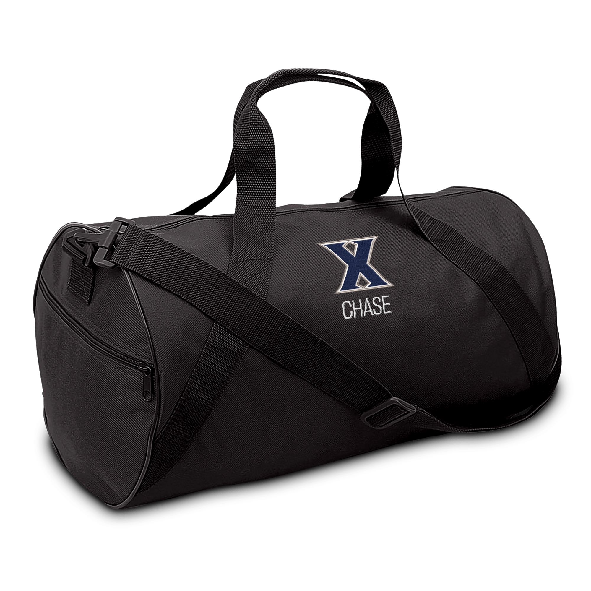 Youth Black Xavier Musketeers Personalized Duffel Bag