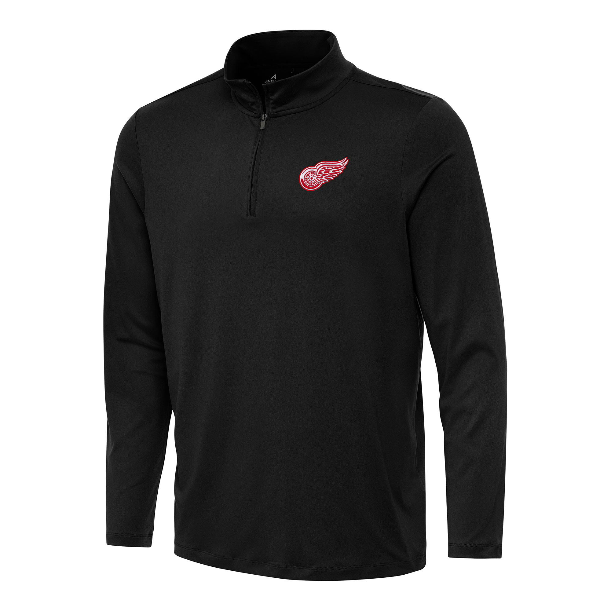 Men's Antigua Black Detroit Red Wings Reprocess Quarter-Zip Top