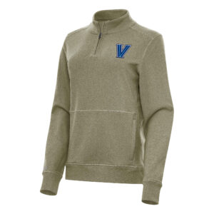 Women's Antigua Heather Olive Villanova Wildcats Crush Quarter-Zip Fleece Sweatshirt