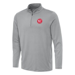 Men's Antigua Gray Atlanta Hawks Reprocess Quarter-Zip Top