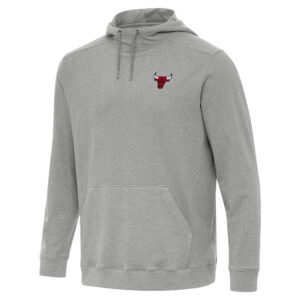 Men's Antigua Heather Gray Chicago Bulls Cloud Pullover Hoodie