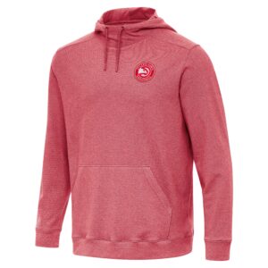 Men's Antigua Heather Red Atlanta Hawks Cloud Pullover Hoodie