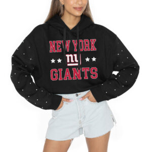 Women's Gameday Couture Black New York Giants Like A Star Scrunch Waist Pullover Hoodie