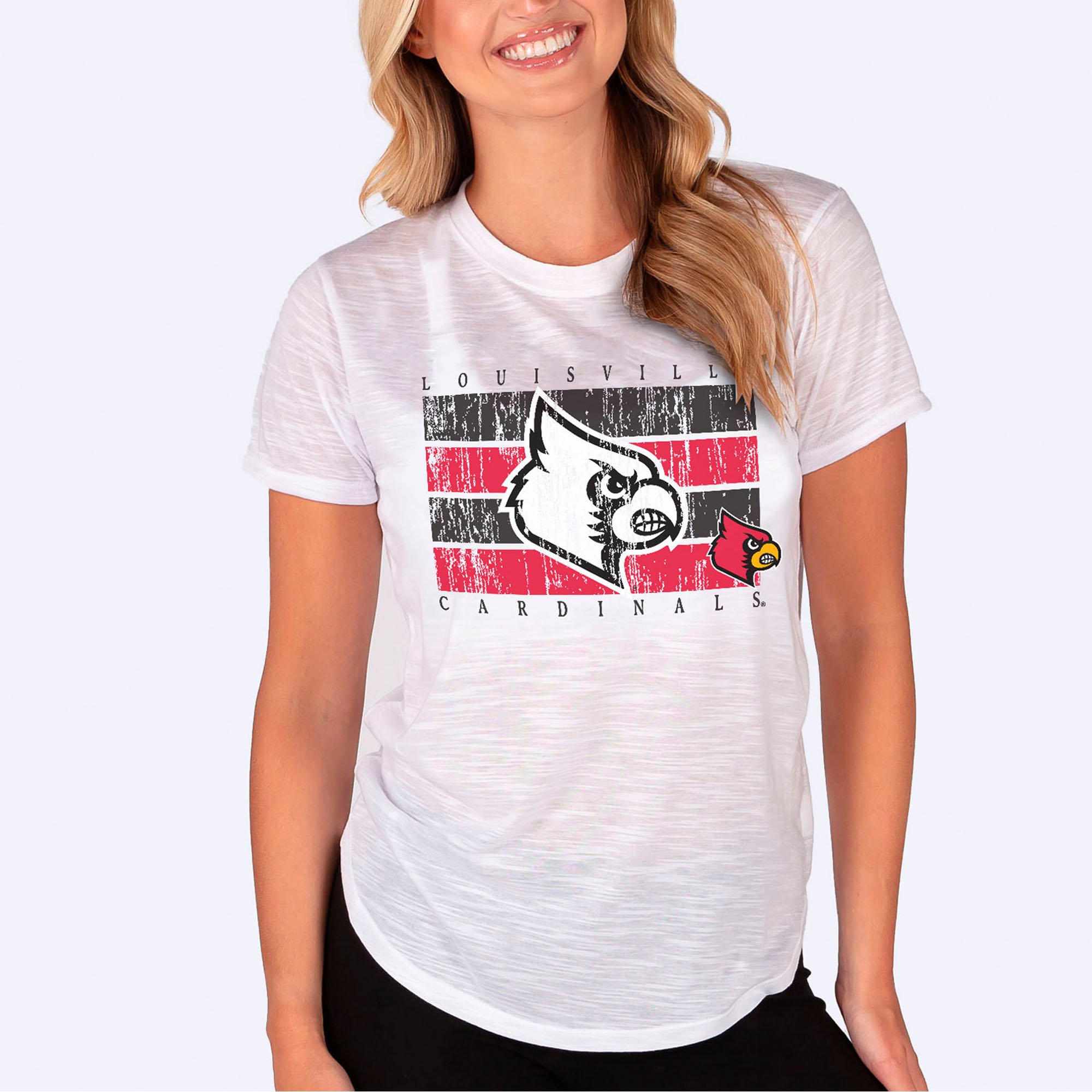 Women's Concepts Sport White Louisville Cardinals Infuse Lightweight Slub Knit T-Shirt