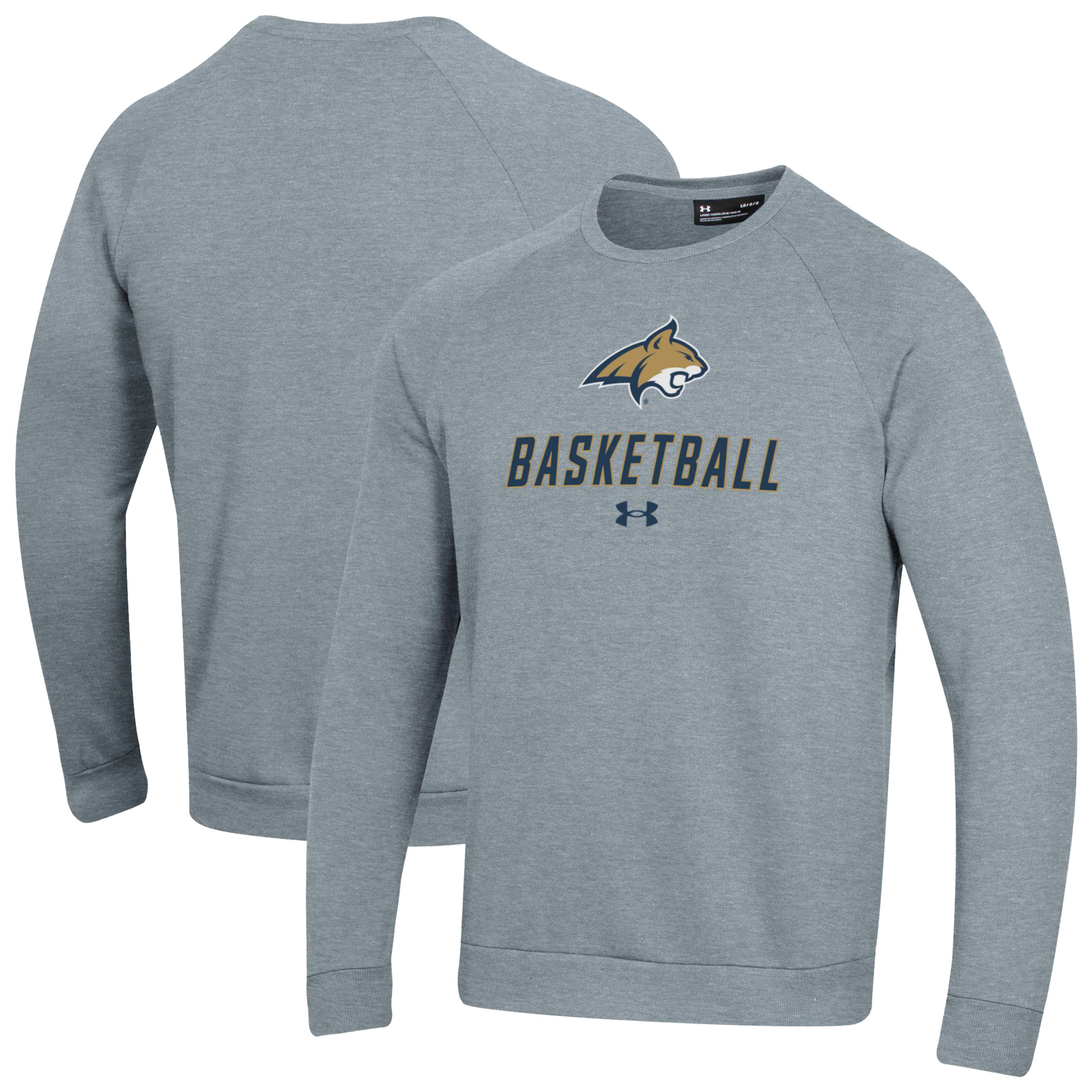 Men's Under Armour Gray Montana State Bobcats Raglan Basketball Rival Fleece Pullover Sweatshirt