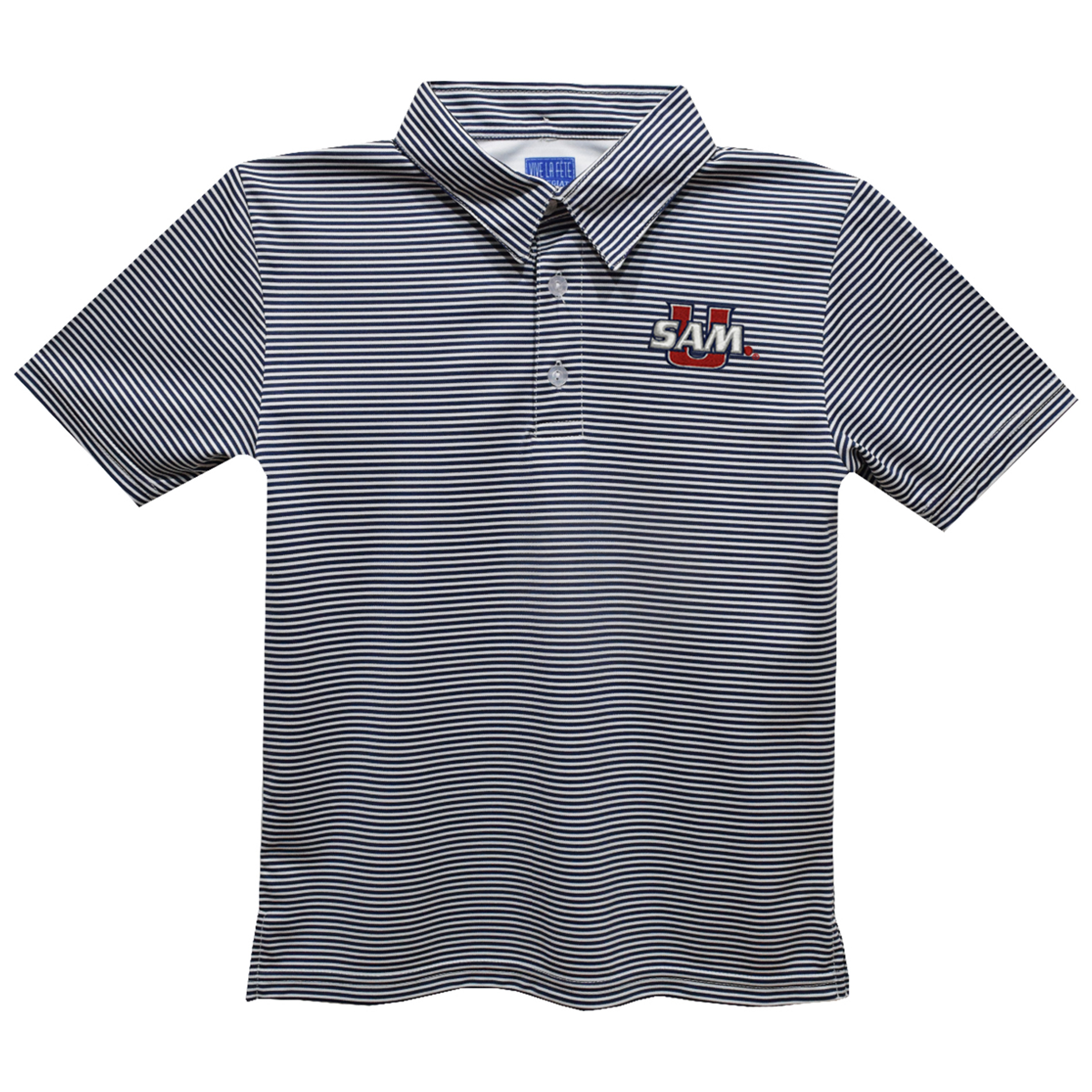 Toddler Vive La Fete Navy Samford Bulldogs Pencil Stripe Polo