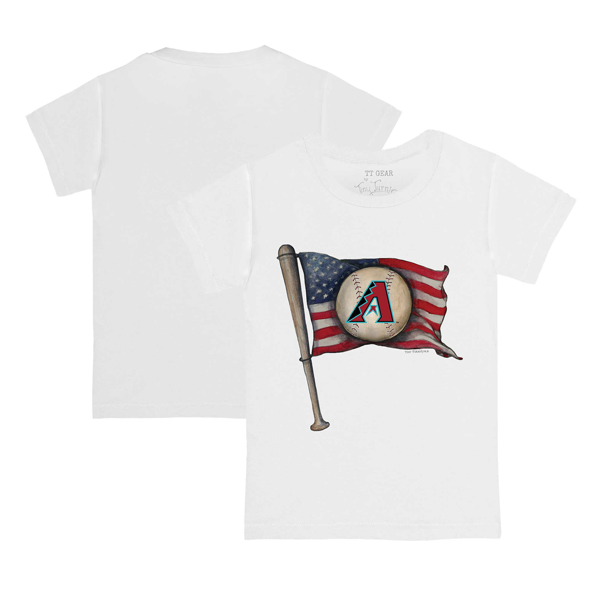 Infant Tiny Turnip White Arizona Diamondbacks Baseball Flag T-Shirt - Image 2
