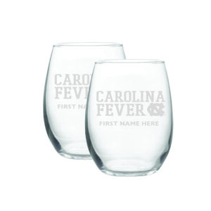 North Carolina Tar Heels Two-Pack 21oz. Personalized Etched Stemless Wine Glass