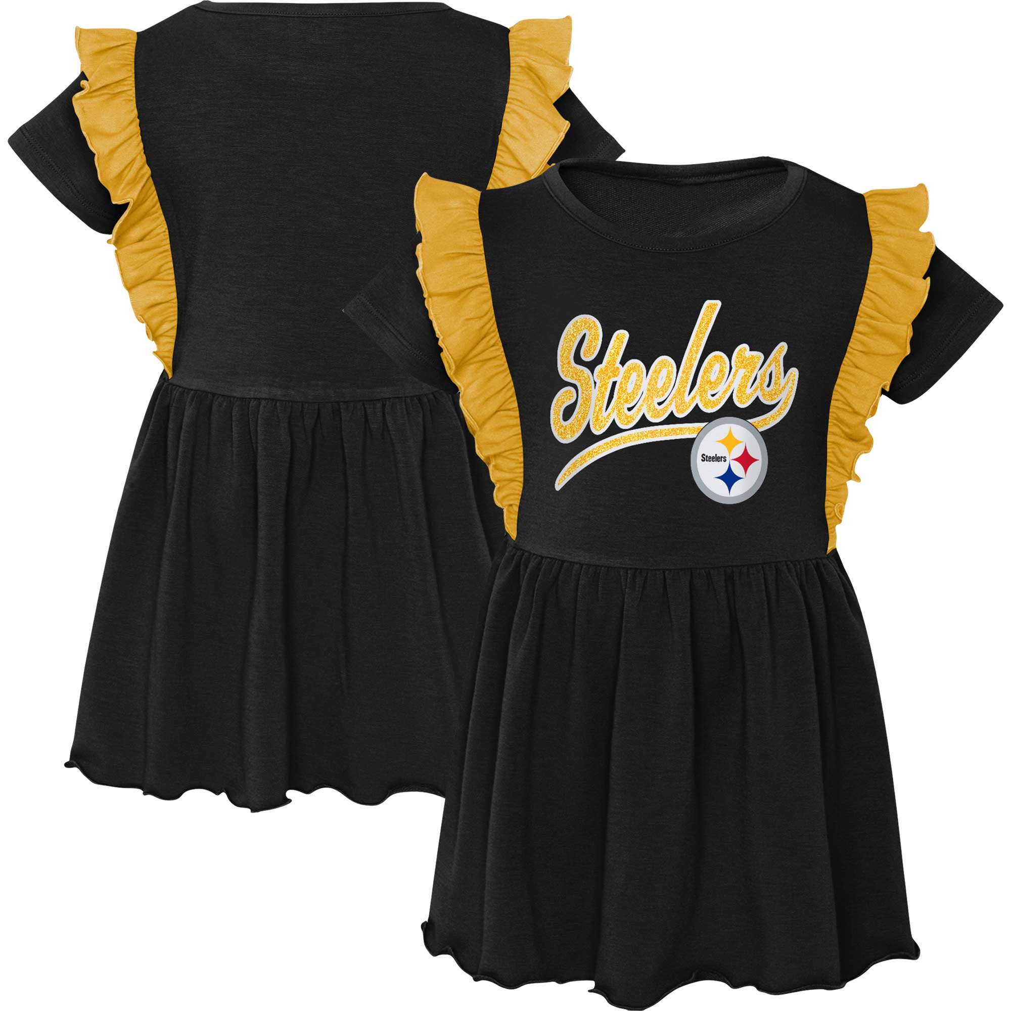 Girls Preschool Black Pittsburgh Steelers Too Cute Tri-Blend Dress