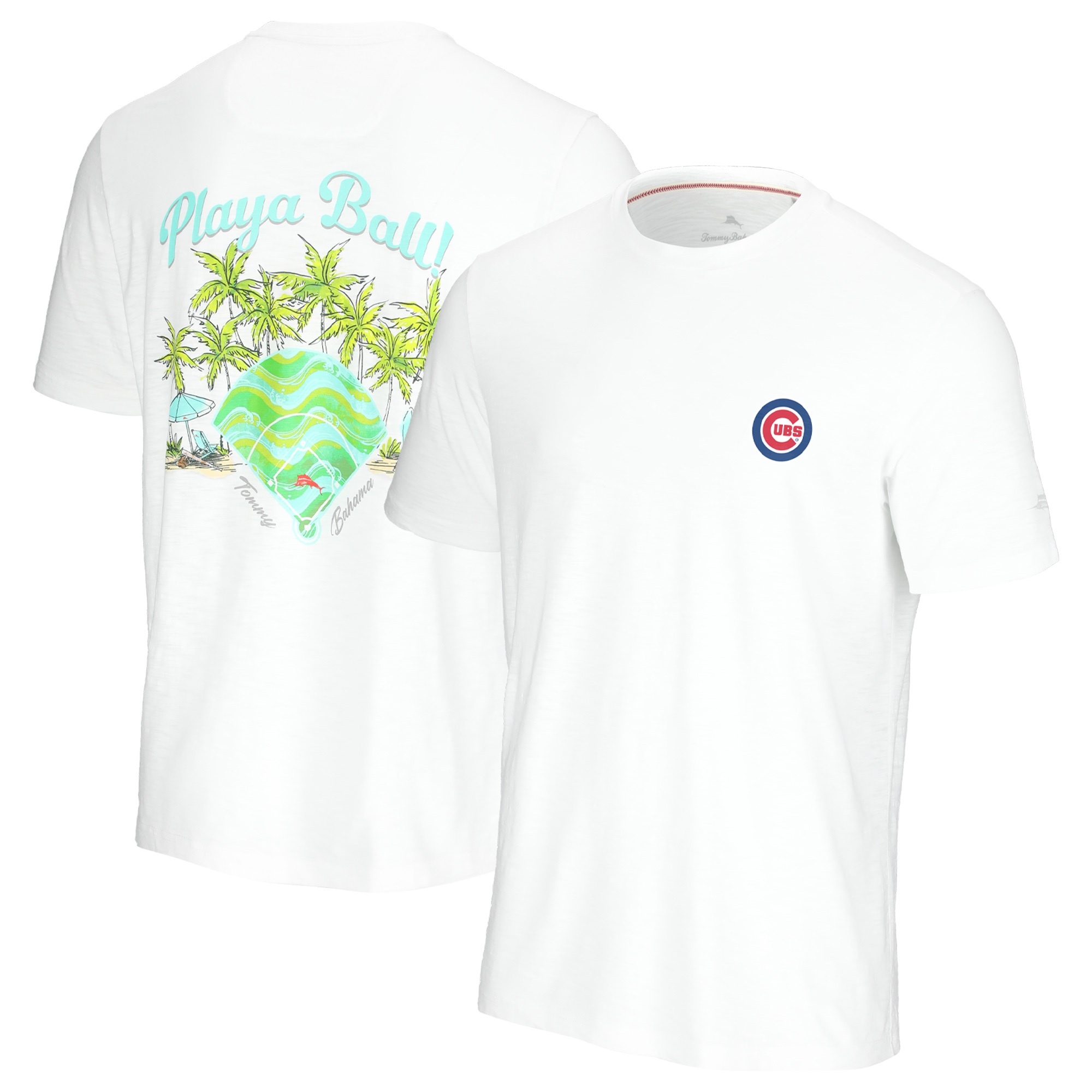 Men's Tommy Bahama White Chicago Cubs Playa Ball T-Shirt - Image 6