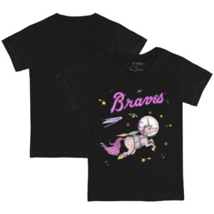 Infant Tiny Turnip Black Atlanta Braves Space Unicorn T-Shirt