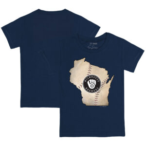 Toddler Tiny Turnip Navy Milwaukee Brewers State Outline T-Shirt