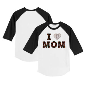 Youth Tiny Turnip White/Black Baltimore Orioles I Love Mom 3/4-Sleeve Raglan T-Shirt