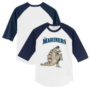 Youth Tiny Turnip White/Navy Seattle Mariners Stega 3/4-Sleeve Raglan T-Shirt