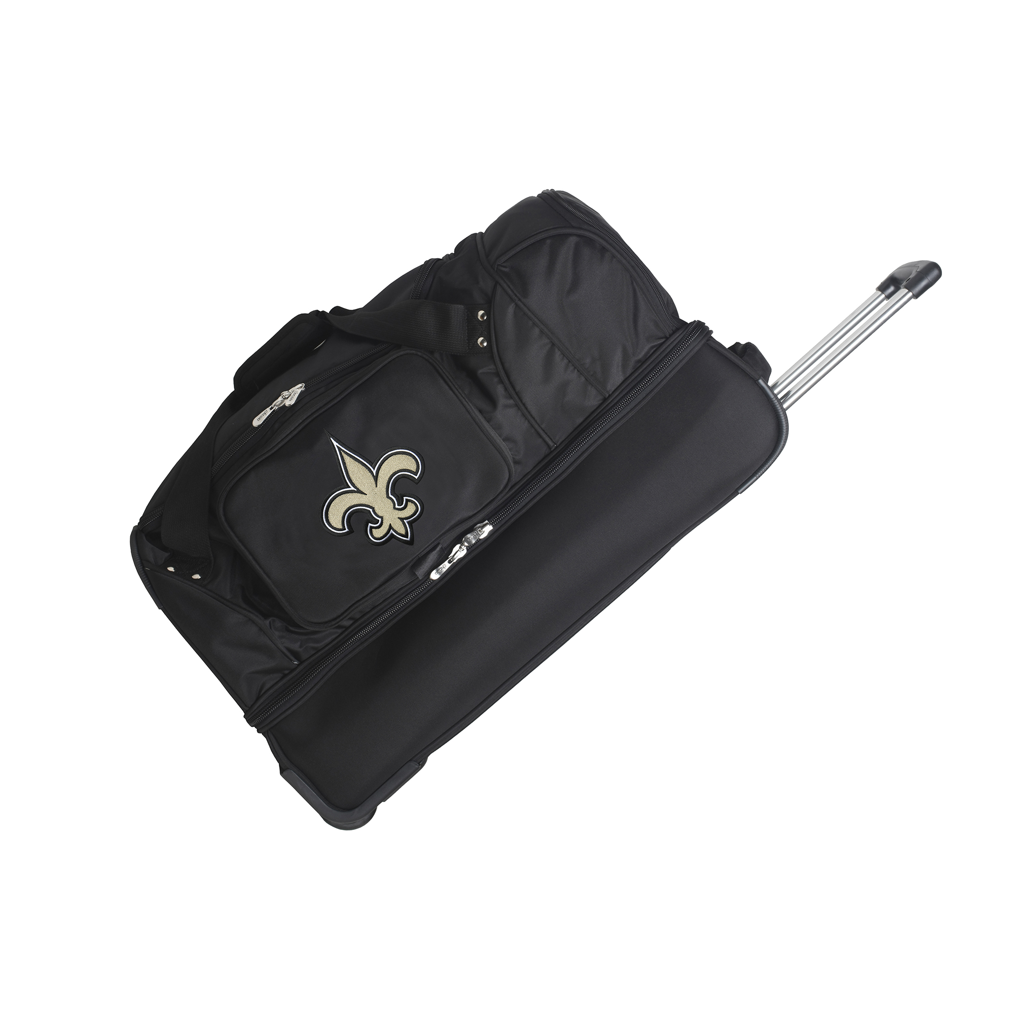 MOJO New Orleans Saints Black 27'' 2-Wheel Drop Bottom Rolling Duffel Bag - Image 11